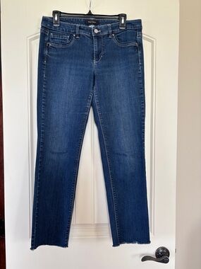 White House Black Market Dark Blue Cropped Ankle Jeans, Sz 8